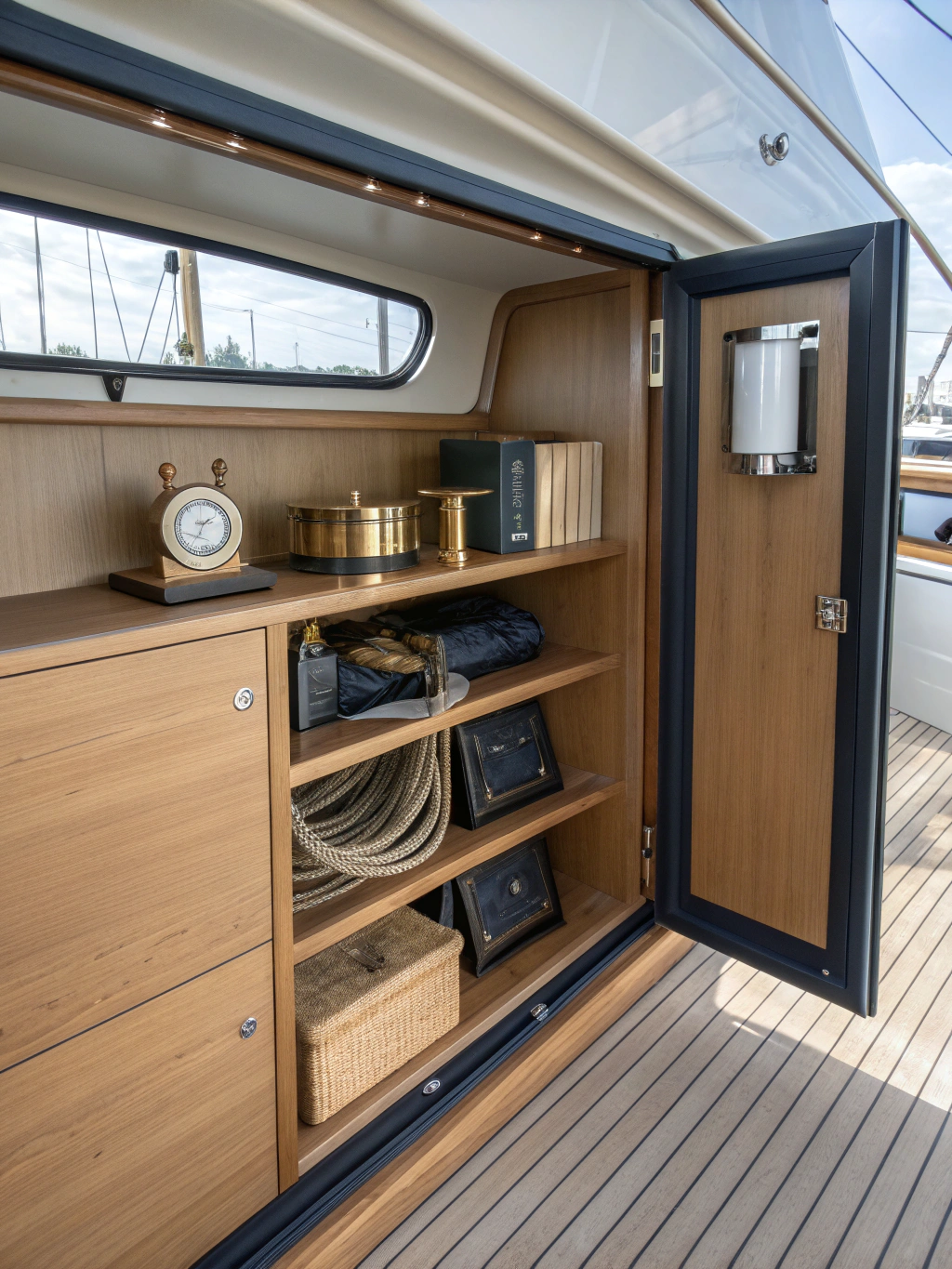 Dettaglio architettonico yacht in bianco e nero